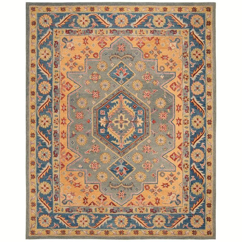 Antiquity AT504 Hand Tufted Area Rug - Blue/Gold - 8'x10' - Safavieh.