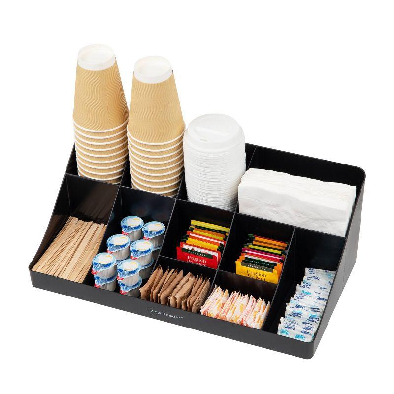 Mind Reader Cup and Condiment Station with Napkin Organizer Black: Coffee Station Organizer & Accessories