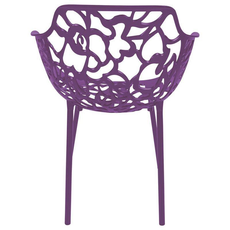 LeisureMod Devon Aluminum Stackable Outdoor Dining Armchair Set of 2, Purple