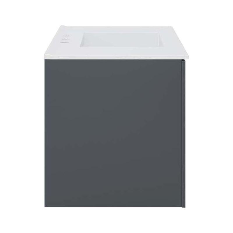 Sleek Gray and White 36" Wall-Mount Modern Bathroom Vanity