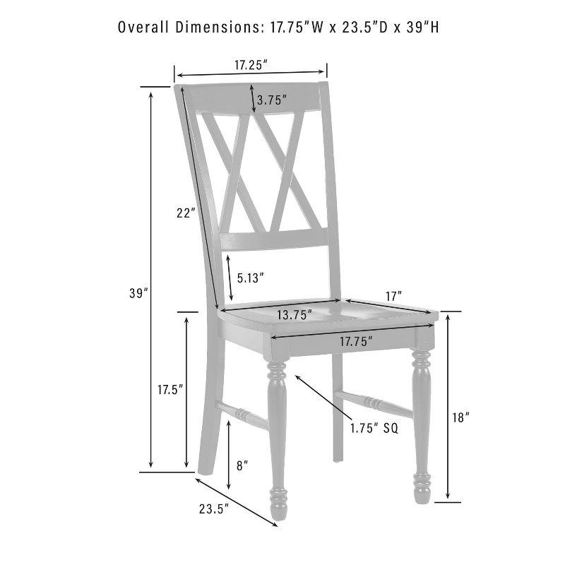 Crosley Shelby 2pc Dining Chair Set Navy: Rubberwood Frame, Armless Design, Traditional Farmhouse Style