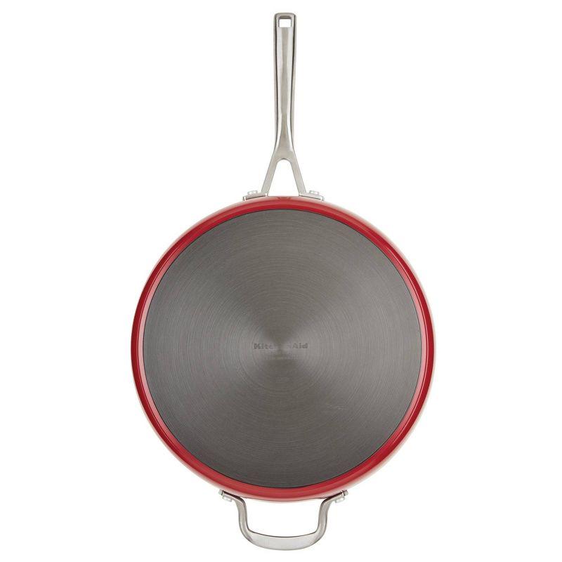 KitchenAid 5qt Hard Anodized Ceramic Nonstick Saute Pan with Lid Empire Red: Hand Wash, Gas & Electric Compatible