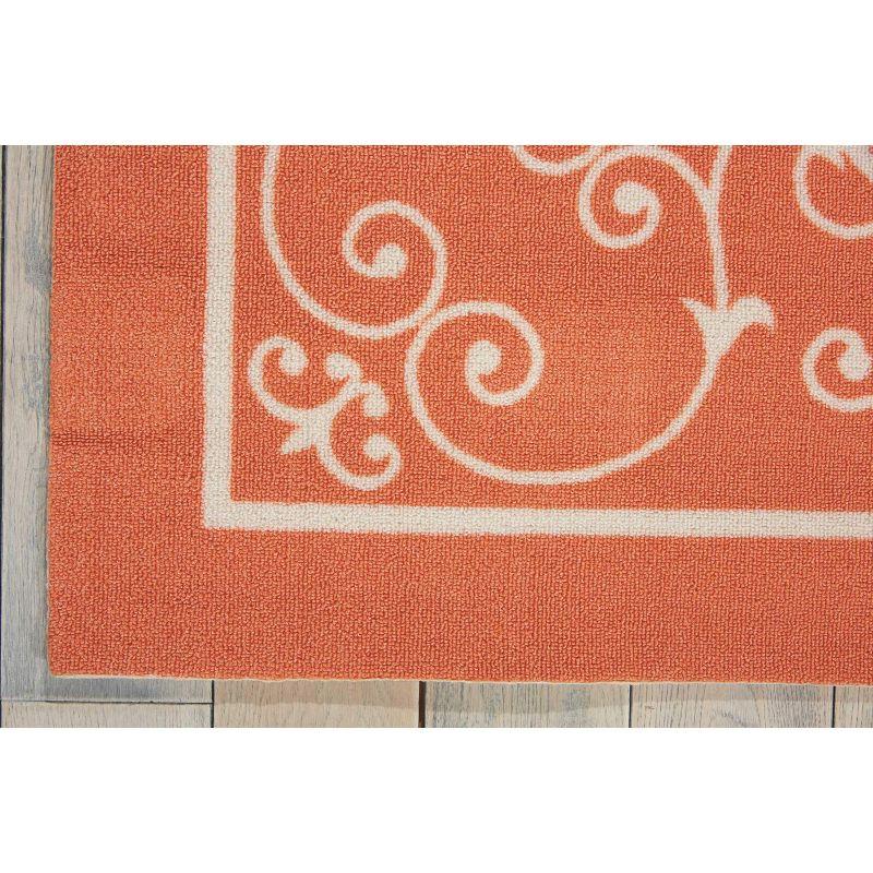 Floral Haven Orange & White Reversible Indoor/Outdoor Rug 5' x 7'