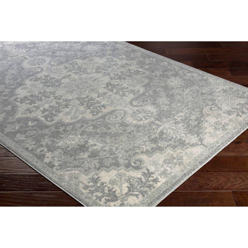 Elegant Gray 9' x 12' Easy-Care Synthetic Area Rug