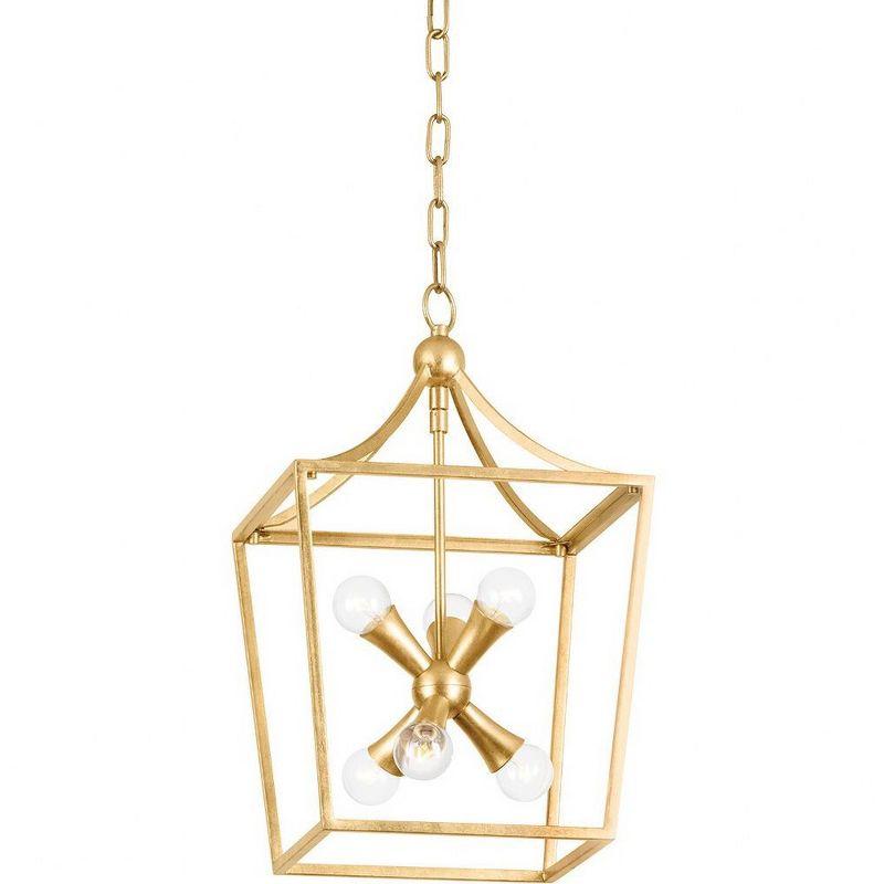 Kendall Vintage Gold Leaf 6-Light Lantern Pendant