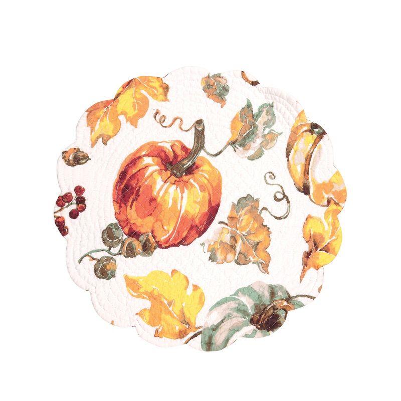 C&F Home Watercolor Pumpkin Round Thanksgiving Placemat Set of 6