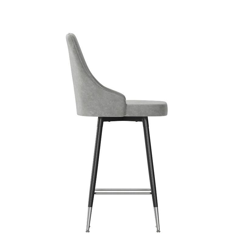 Flash Furniture Commercial Gray LeatherSoft Counter Height Stools with Chrome Accents - 2 Pack