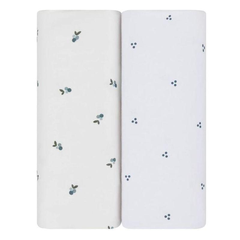 Ely's & Co. Waterproof Crib Sheets -Berry and Cluster Dot Blue 2 Pack