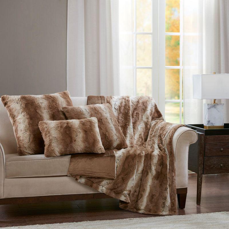 Luxurious Marselle 60"x70" Faux Fur Throw Blanket in Tan