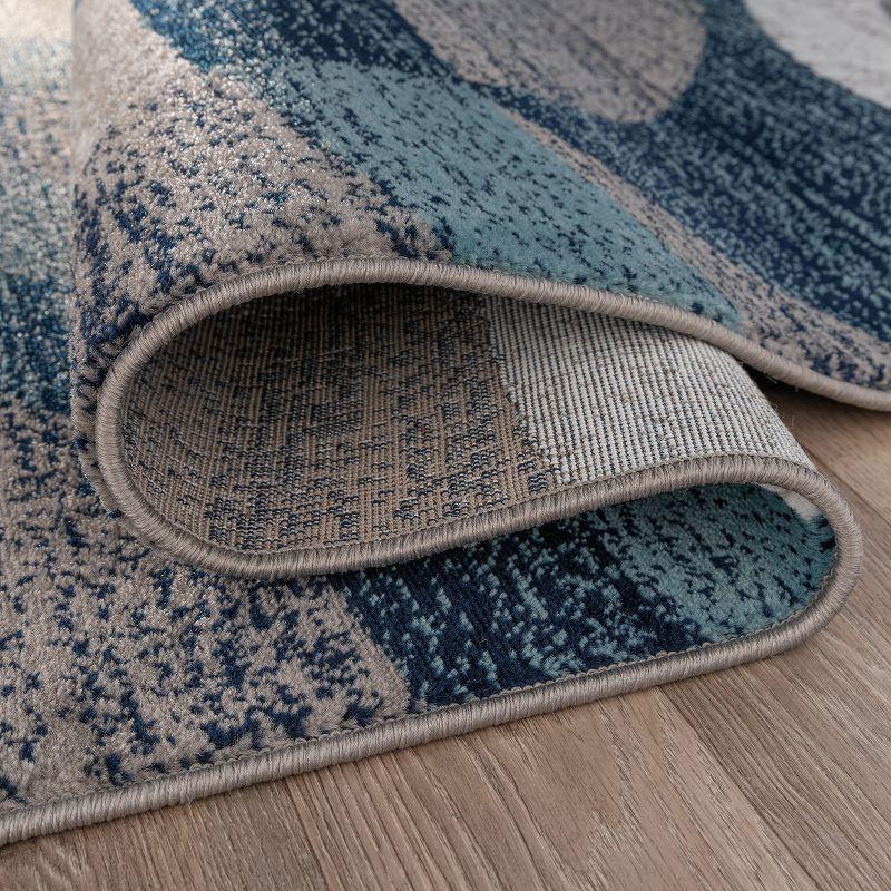 World Rug Gallery Geometric Circles Blue 5'3" x 7'3" Area Rug