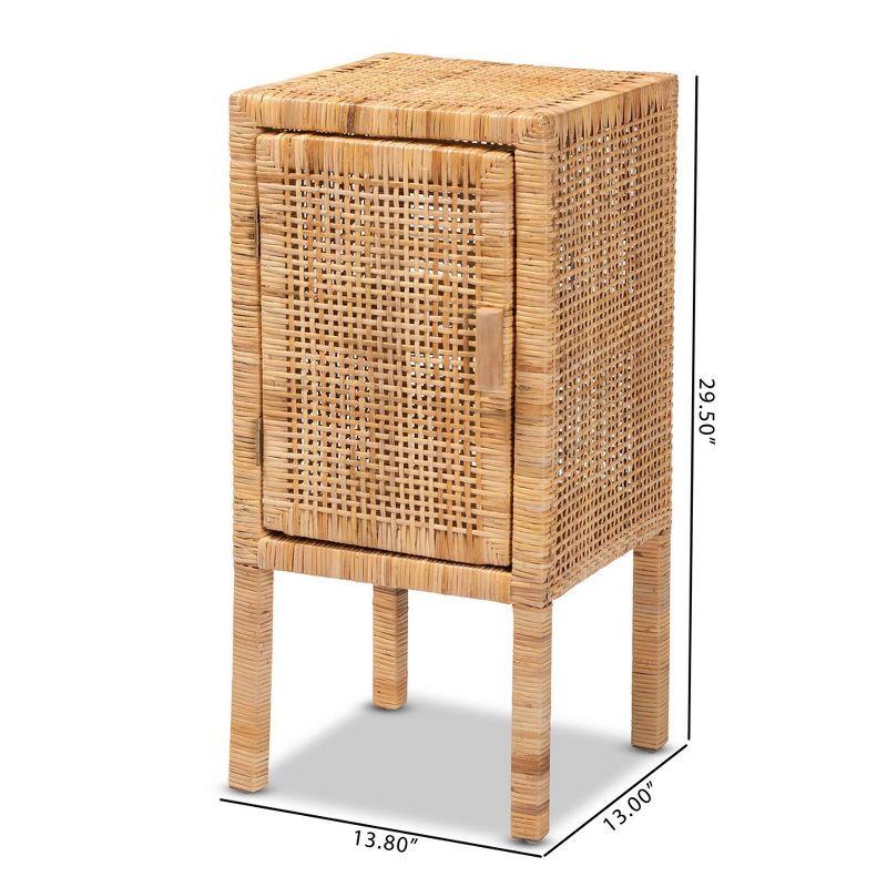 Vivan Rattan 1 Door Nightstand Natural/Brown - bali & pari