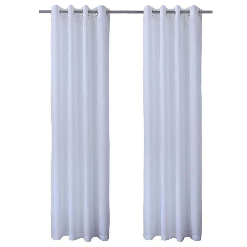 White Polyester Light-Filtering Grommet Outdoor Curtain Panels