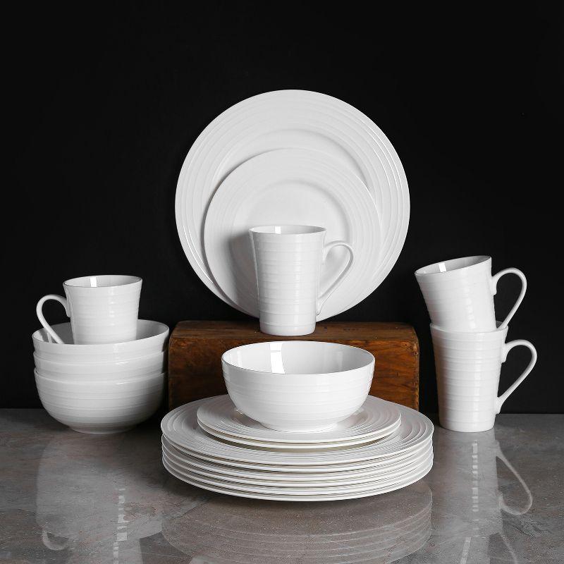 White Porcelain Swirl Design 16-Piece Dinnerware Set