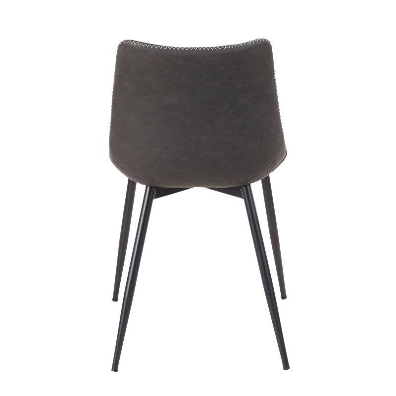 LumiSource Set of 2 Durango Industrial Dining Chair Black/Vintage Gray: Metal Frame, Polyurethane Upholstery, Floor Protectors