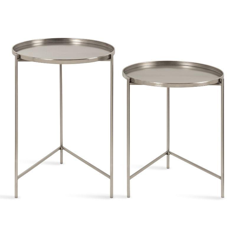 Kate and Laurel Ulani Round Metal Nesting Table, 2 Piece, Silver