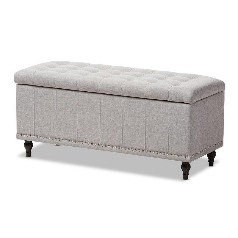 Baxton Studio Kaylee Modern Classic Fabric Upholstered Button - Tufting Storage Ottoman Bench - Grayish Beige: End of Bed, Rectangular Shape