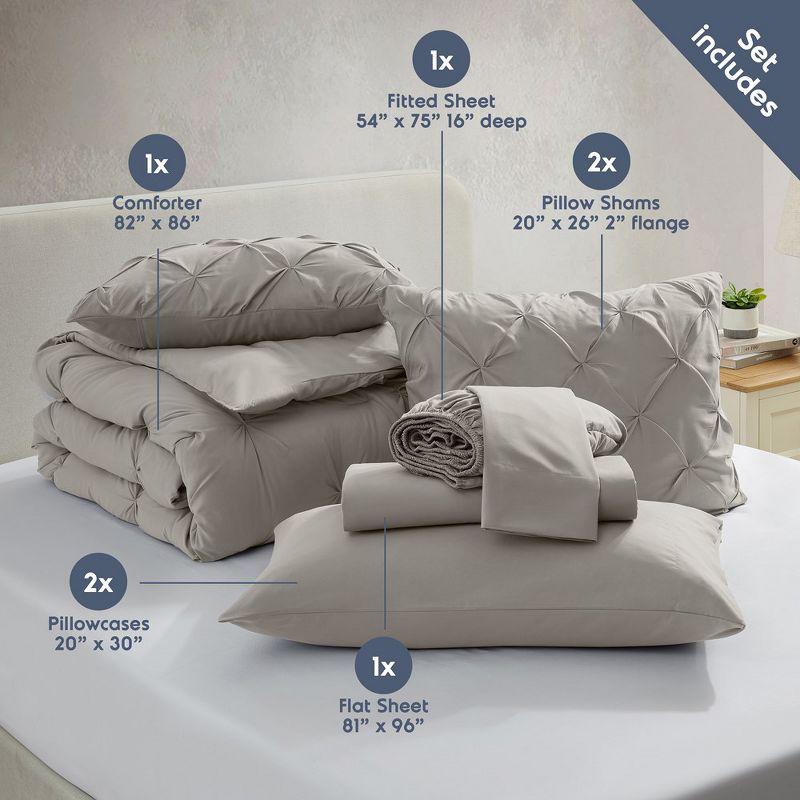 Nestl Bed-in-A-Bag Pleated Comforter Set with Bed Sheets