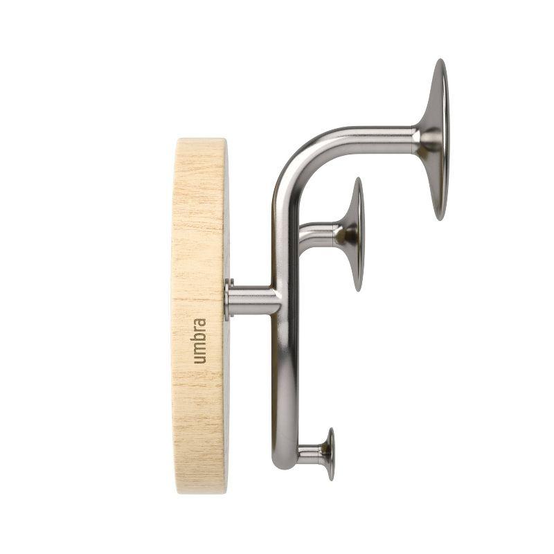 Natural Wood and Nickel Wall Mounted Valet Hook