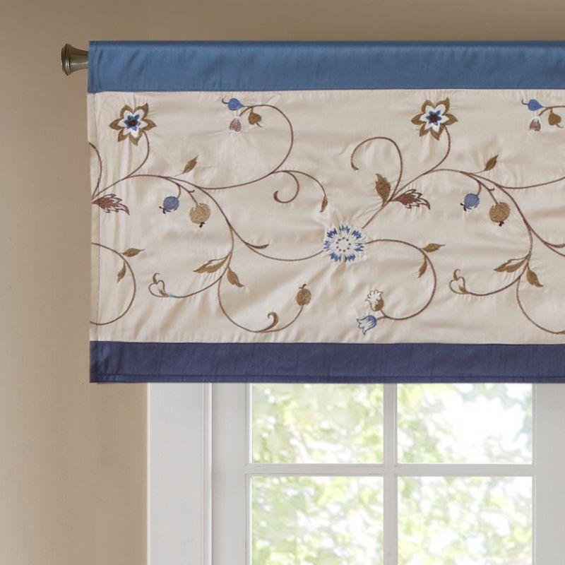 Serene Floral Embroidered 50'' W Window Valance