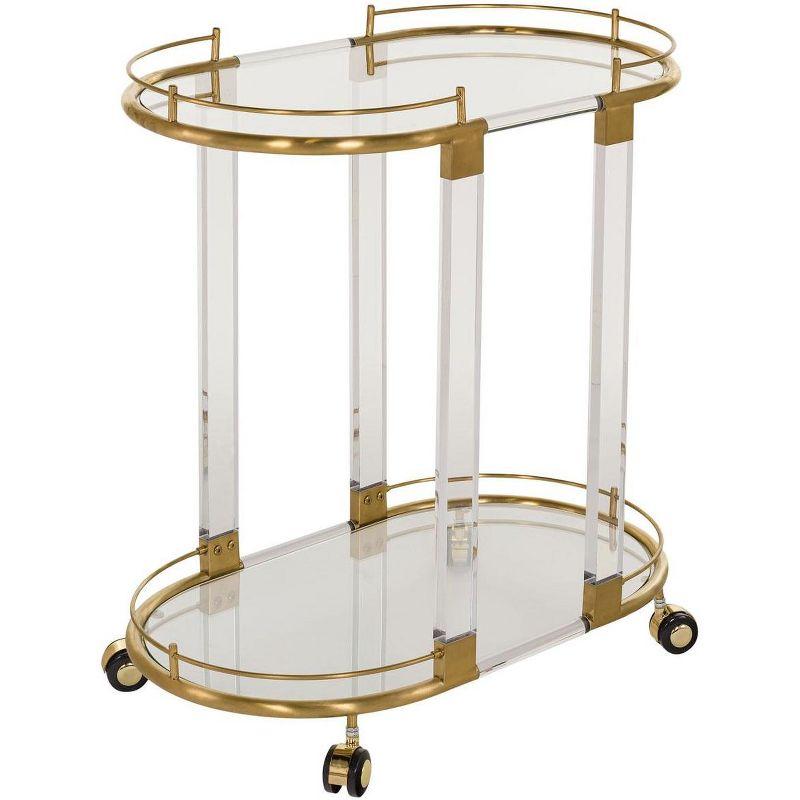 Small Oval Lennon Bar Cart with Brass Accents and Storage