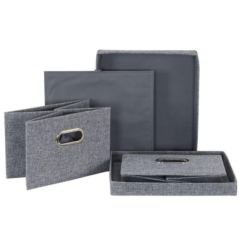 Storage Boxes with Lids, 2 Piece Set with Durable Grommet Handles, PP Non-Woven Fabric with Strong Chipboard Siding, Foldable and Stackable, Easily Accessible, Versatile