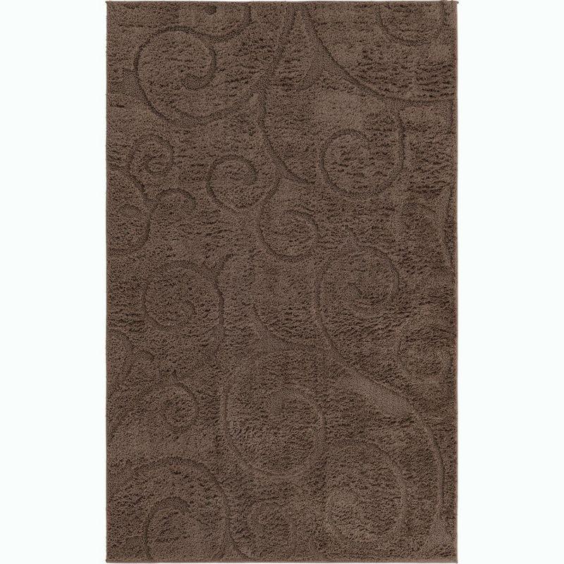 Unique Loom Floral Shag Collection Area Rug - Carved (5' 1" x 8' Rectangle Brown)