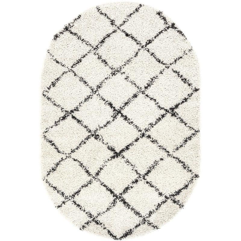 Nuloom Jessie Trellis Oval 7x9 Indoor Area Rug for Living Room Bedroom Dining Room, Off White/Charcoal