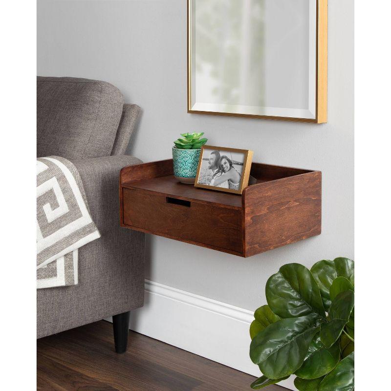 18" x 12" x 6.5" Kitt Floating Shelf Side Table Walnut Brown - Kate & Laurel All Things Decor