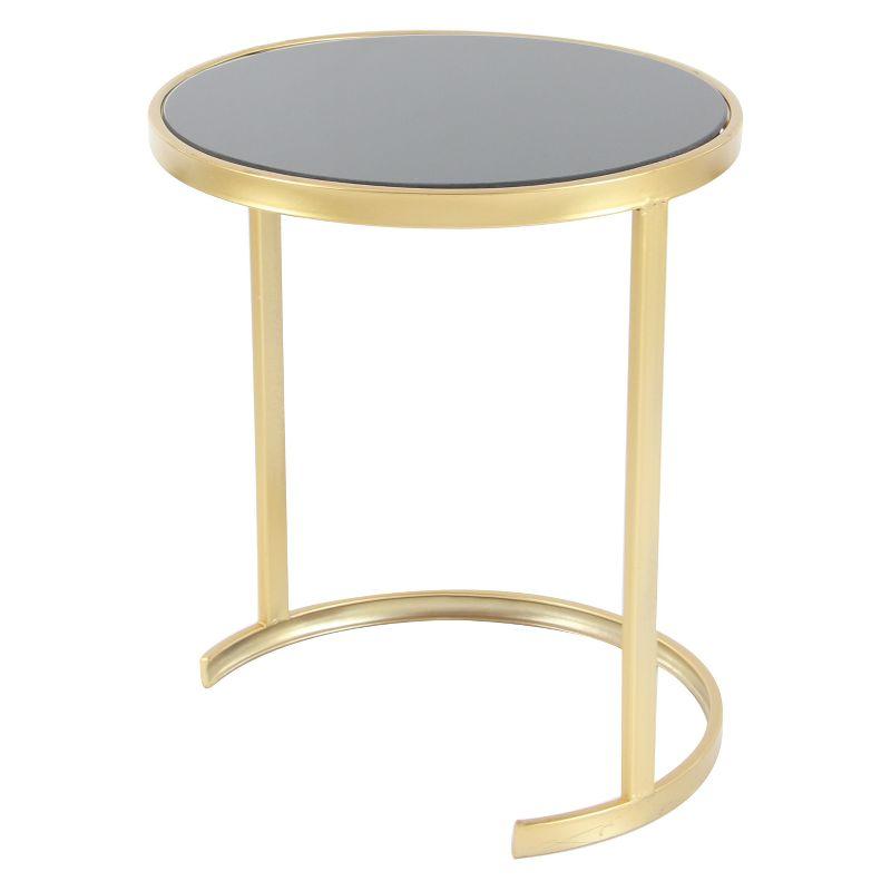 Elegant Gold Metal and Mirrored Glass Round Nesting Tables, Set of 3