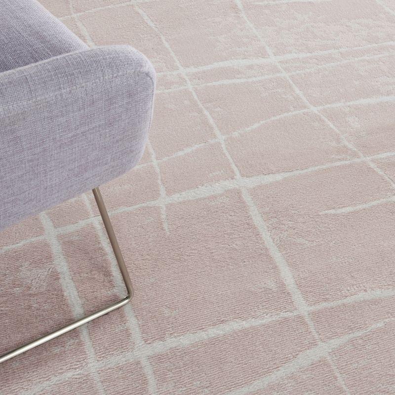 Whimsicle Pink Ivory 8' x 10' Abstract Synthetic Area Rug