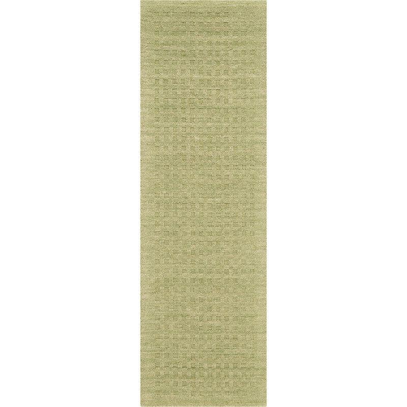 Lush Green Handmade Wool Runner Rug 27" x 9"