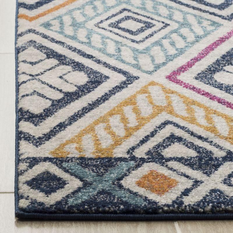 Ivory and Multicolor Geometric Bohemian Area Rug