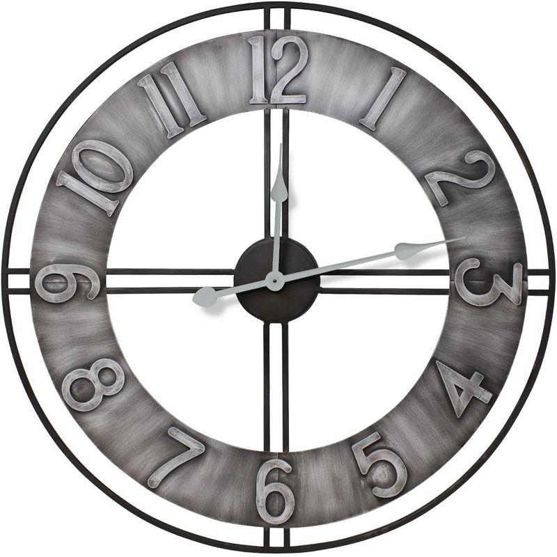 Sorbus 24" Distressed Gray Oversized Metal Wall Clock