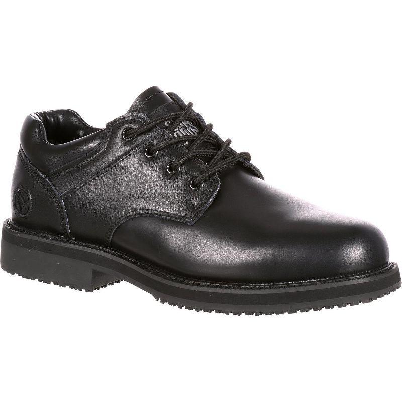 Men's Black Genuine Leather Slip Resistant Work Oxford Shoes