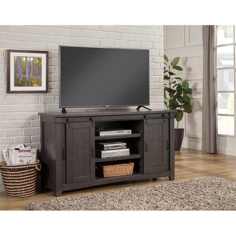 Sierra 65" Solid Wood TV Stand Gray Finish - Martin Svensson Home