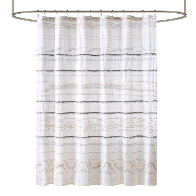 Nea Cotton Printed Shower Curtain with Trims