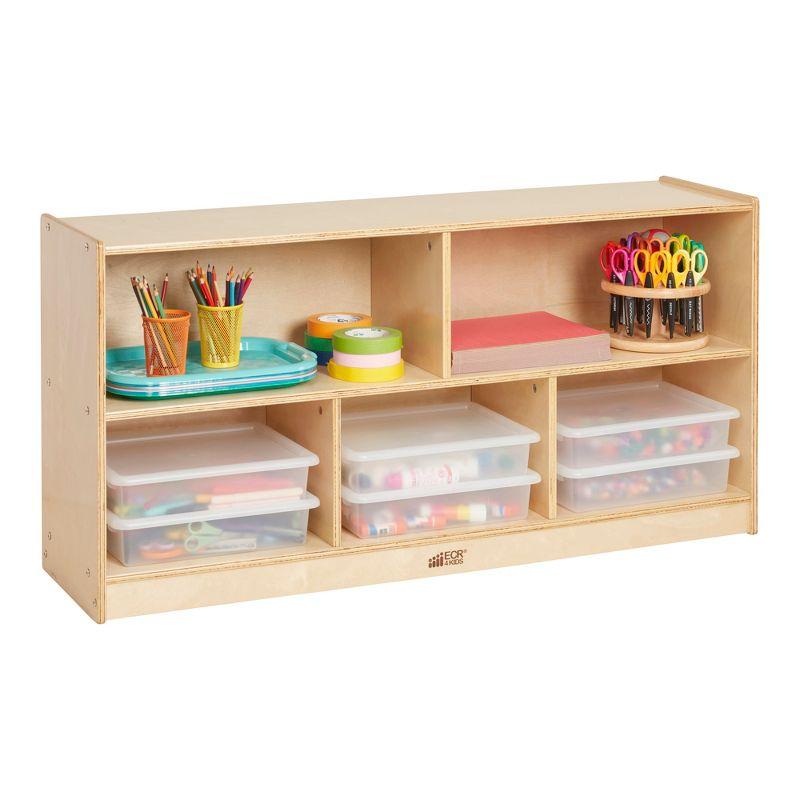 ECR4Kids Birch 5-Section Classroom Storage Cabinet with Casters, Organizer Shelf, Natural