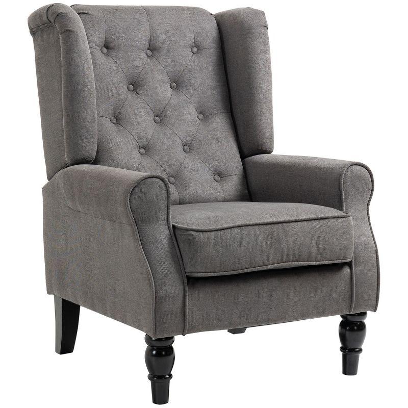 HOMCOM Button-Tufted Accent Chair with High Wingback, Rounded Cushioned Armrests and Thick Padded Seat