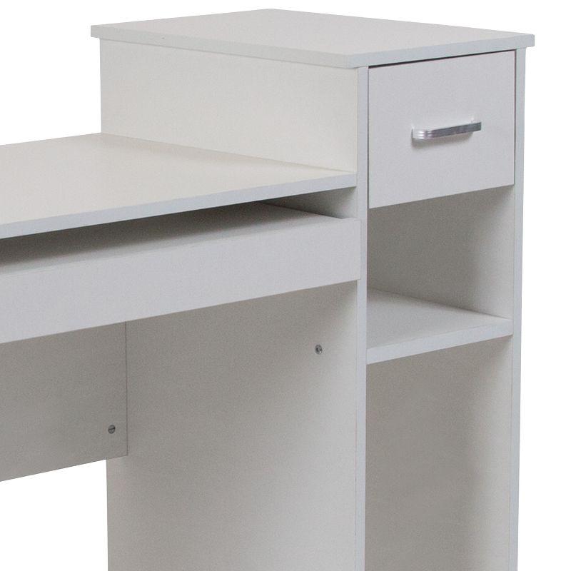 Flash Furniture Highland Park White Computer Desk with Shelves and Drawer