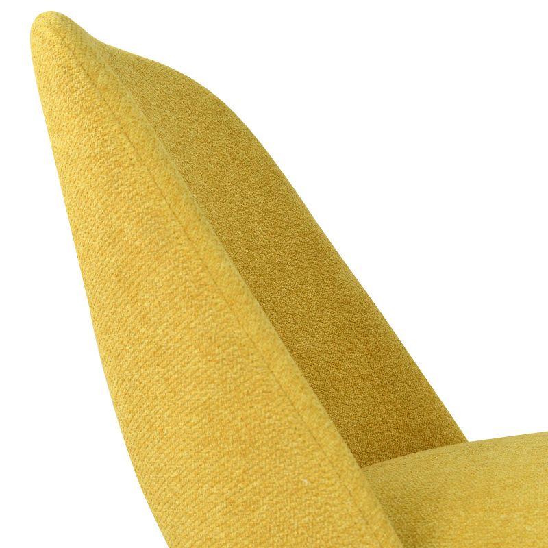 Yellow Upholstered Side Chair with Cutout Back and Black Legs