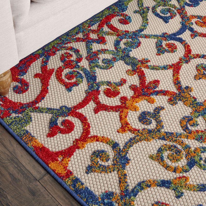 Nourison Aloha Contemporary Scroll Flatweave High-Low Indoor Outdoor Area Rug Multicolor 5'3" x 7'5"