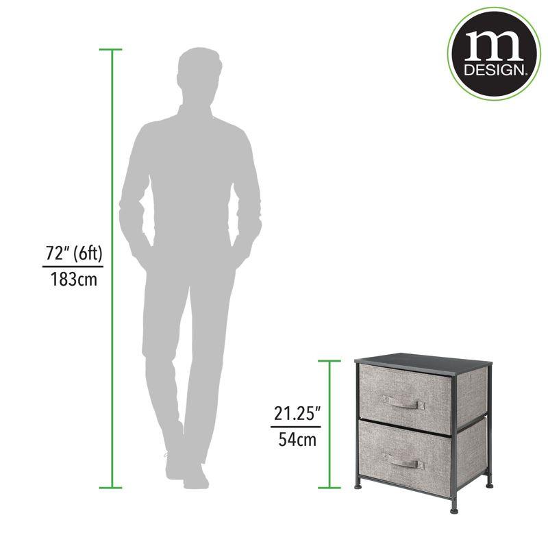 mDesign Night Stand End Table Storage Tower with 2 Drawers - Black/Graphite Gray