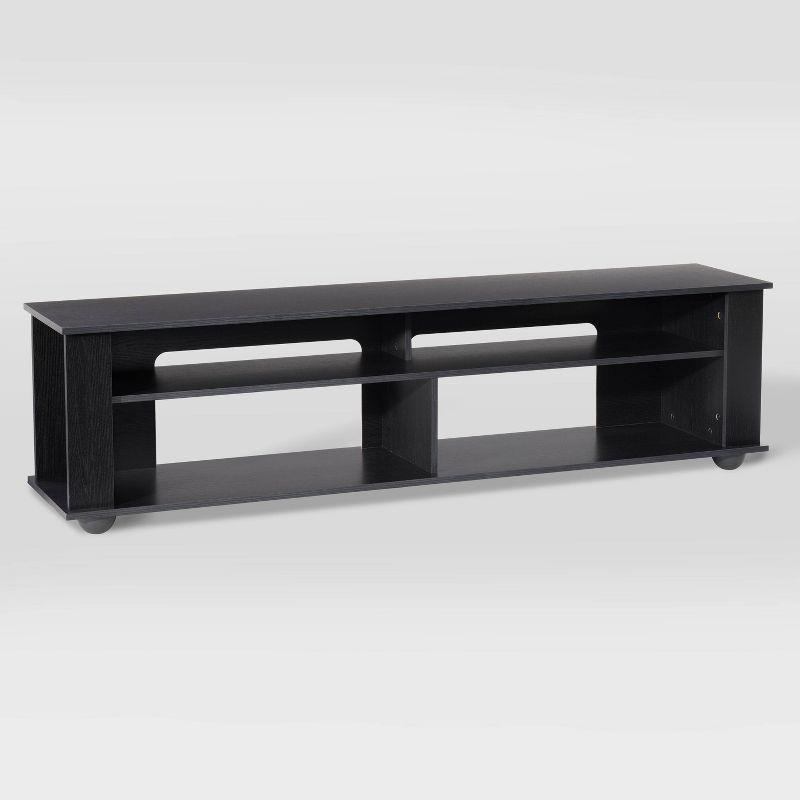 Bakersfield TV Stand for TVs up to 80" Black - CorLiving: Contemporary Console, Open Shelves, Cable Management