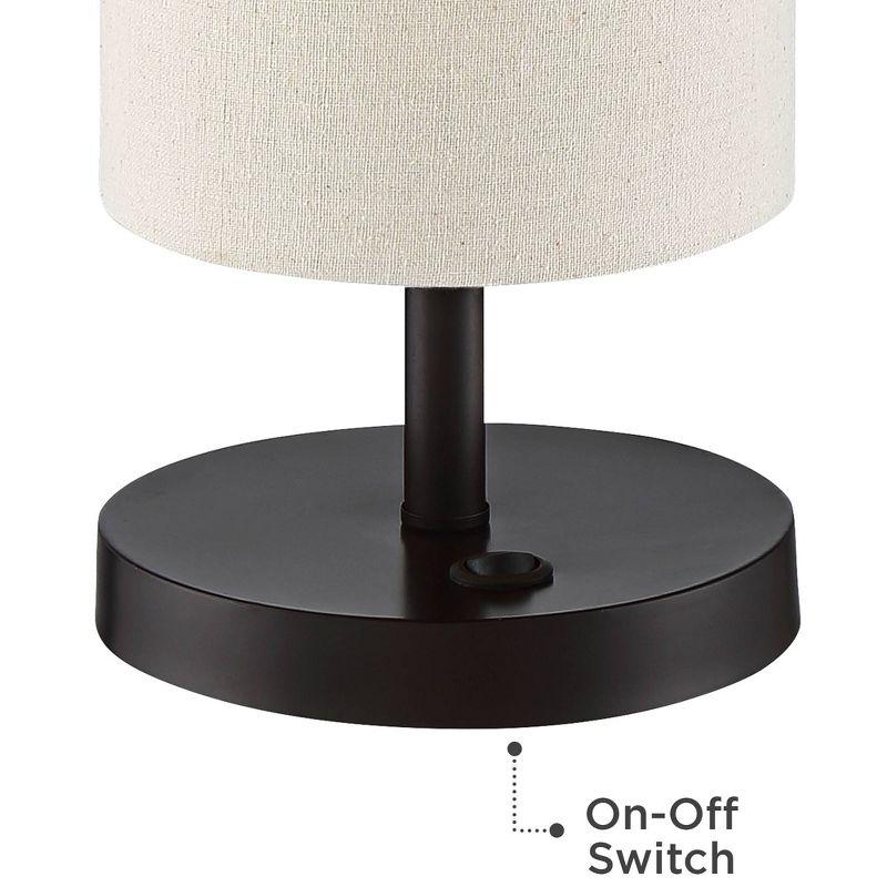 360 Lighting Heyburn Modern Accent Table Lamp 20" High Dark Bronze with USB and AC Power Outlet in Base Oatmeal Cylinder Shade for Bedroom Office Desk