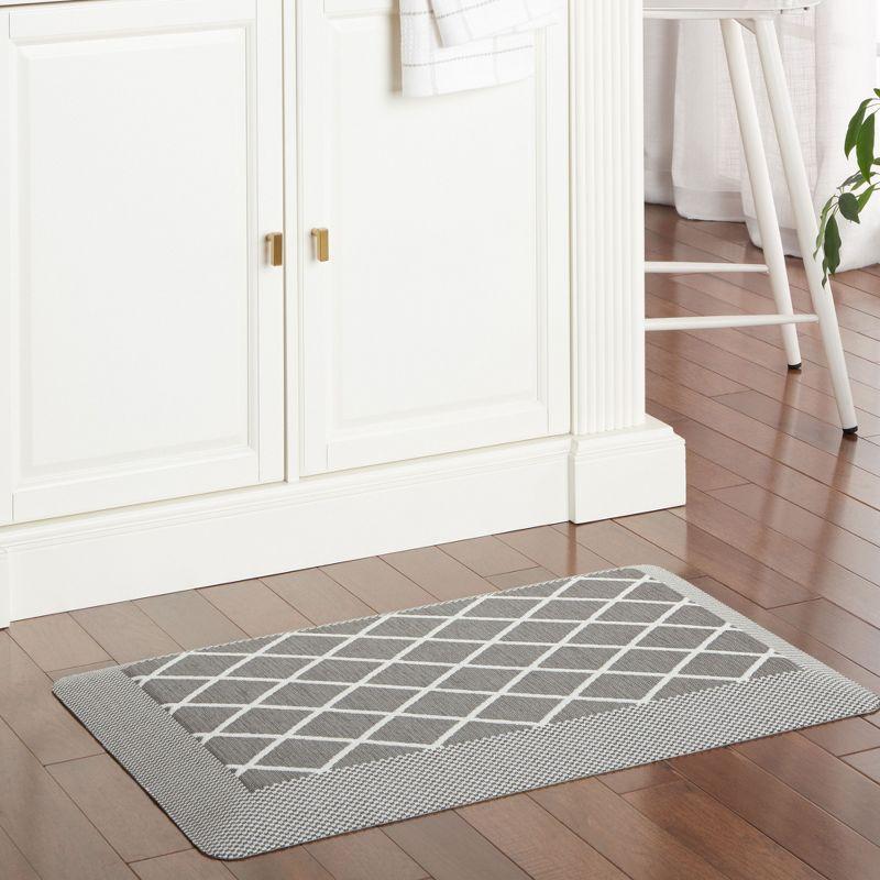 Gray Trellis Memory Foam Anti-Fatigue Kitchen Mat