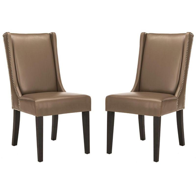 Transitional Gray Leather Upholstered Parsons Side Chair