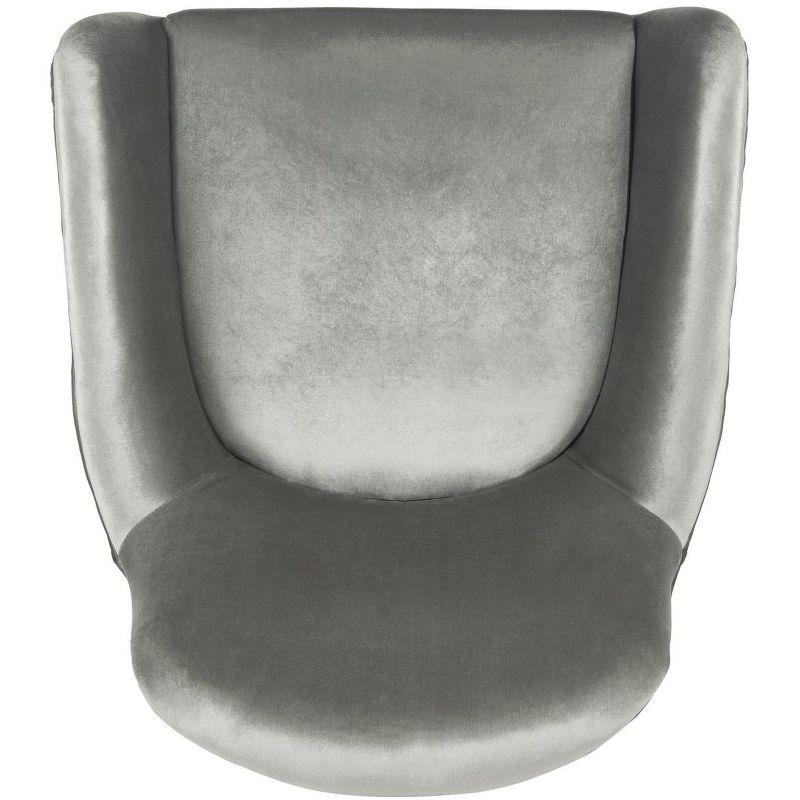 Noelle Velvet Retro Mid Century Accent Chair  - Light Grey - Safavieh