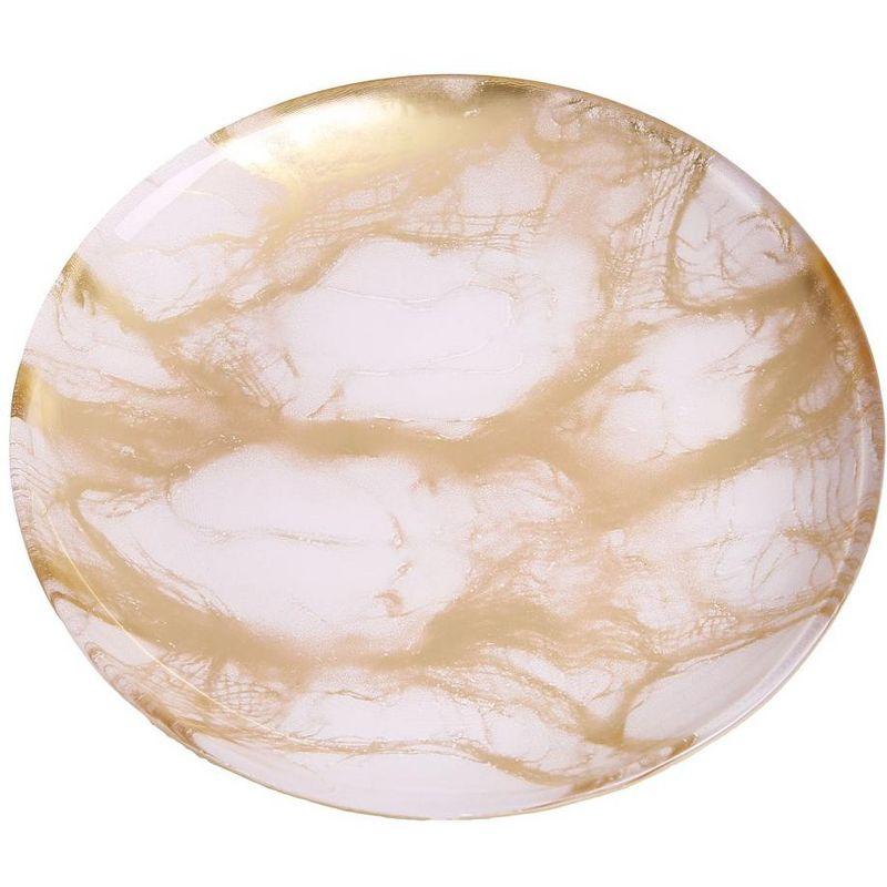 Classic Touch Set Of 4 Gold-White Marble Plates - 6.5"D