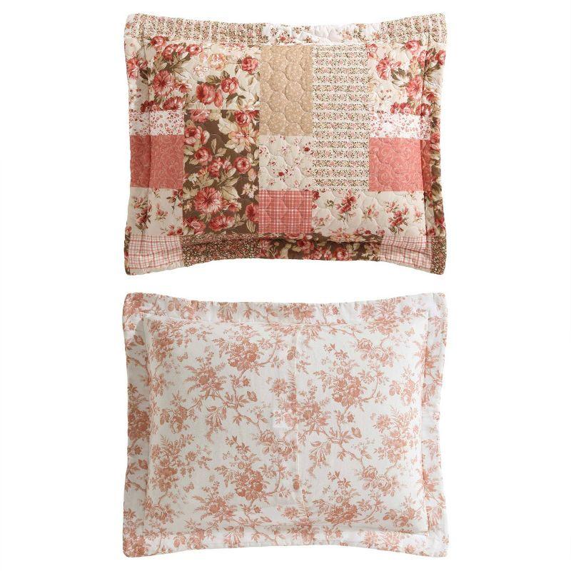 Laura Ashley Harrietta Patchwork Cotton Reversible Pink Quilt Set