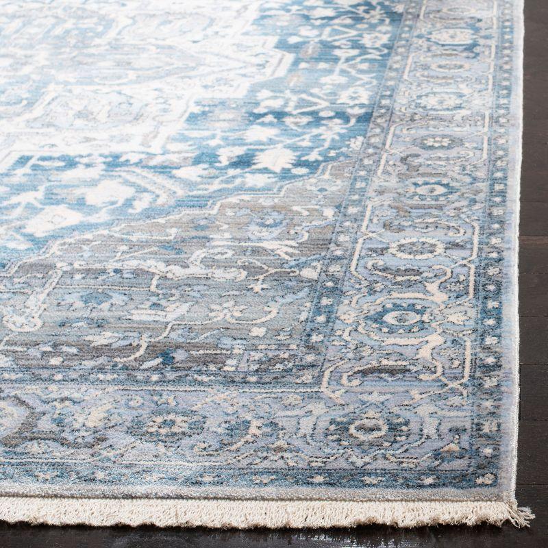 Charcoal and Blue Vintage Persian 4' x 6' Synthetic Area Rug